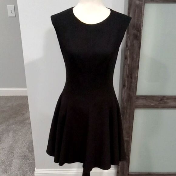 Eliza J Black Fit and Flare Mini Dress w decorative gold back zip size 2. - Picture 1 of 3
